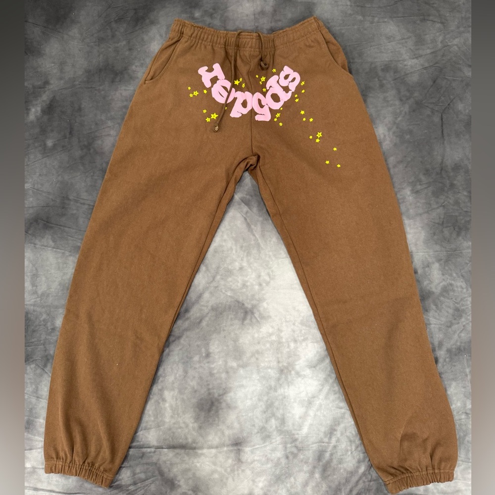 Authentic Sp5der Sweatpants Brown Stars
